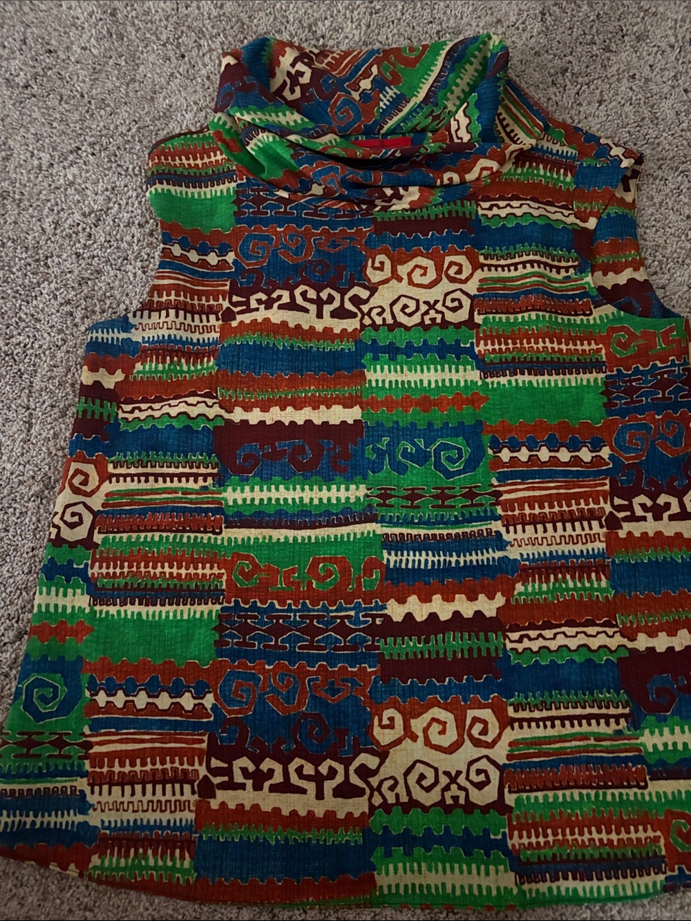 Carolina Herrera Sleeveless Tunic in Green, Blue, Brown, Cream, Red